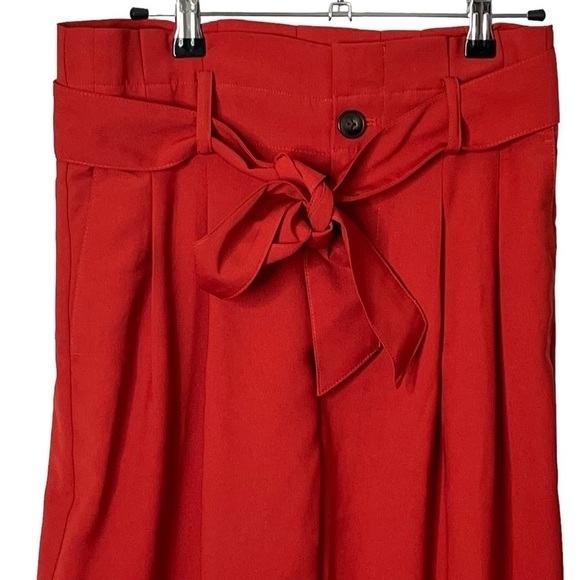 Madewell NEW Drapey Paperbag Tie Pants Red Women’s Size 2 High Waist Cropped - Picture 3 of 10
